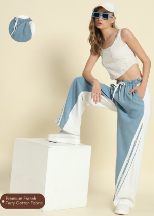 PockMAN Women White & Lime WideLeg Jogger Pants