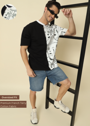 PockMAN Graphic Glory: Oversized Cotton T-Shirt for Fashion-Forward Men