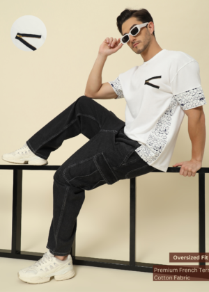 PockMAN Graphic Glory: Oversized Cotton T-Shirt for Fashion-Forward Men