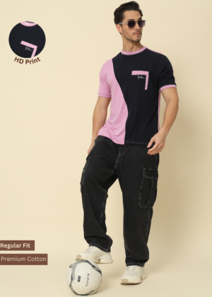 PockMAN Men Regular Fit Graphic Printed Cotton Tshirt