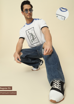PockMAN Men Regular Fit Graphic Printed Cotton Tshirt