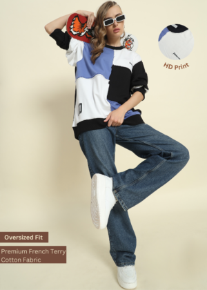 PockMAN Women's Oversized Colorblocked Sweatshirt: Comfort and Style Combined.
