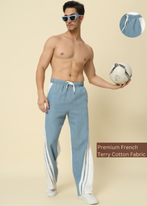 PockMAN Men White & Denim WideLeg Jogger Pants