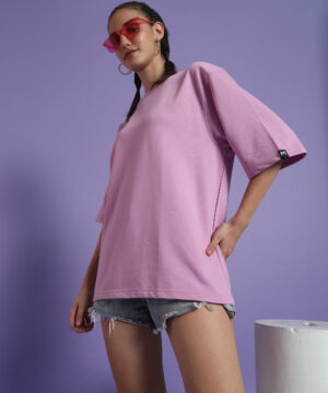 Women Pure Cotton Terry Black Oversized Tshirt