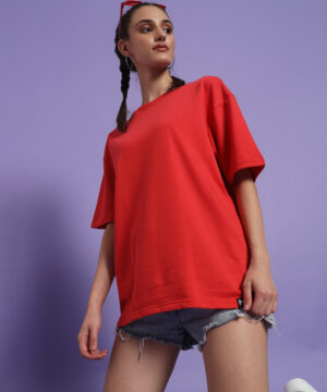 Women Pure Cotton Terry Black Oversized Tshirt