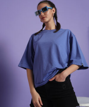 Women Pure Cotton Terry Black Oversized Tshirt