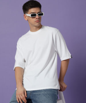 Men Pure Cotton Terry Black Oversized Tshirt