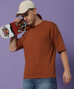 Men Pure Cotton Terry Black Oversized Tshirt