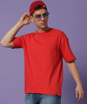 Men Pure Cotton Terry Black Oversized Tshirt