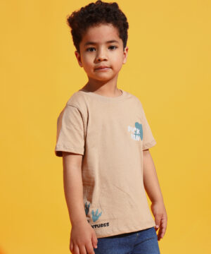 PockMAN Boys Beige Dino Rawr Printed Pure Cotton Regular Fit Tshirt 7 30 12 2024 ali 00842