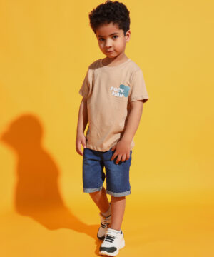 PockMAN Boys Beige Dino Rawr Printed Pure Cotton Regular Fit Tshirt 5 30 12 2024 ali 00849