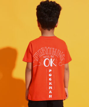 PockMAN Boys Orange Fantastic Printed Pure Cotton Regular Fit Tshirt 4 30 12 2024 ali 01047
