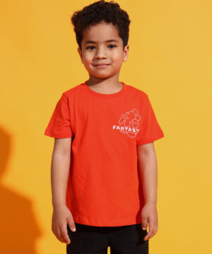 PockMAN Boys Orange Fantastic Printed Pure Cotton Regular Fit Tshirt 5 30 12 2024 ali 01063