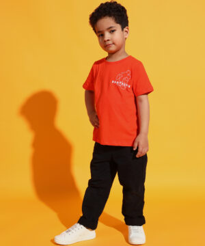 PockMAN Boys Orange Fantastic Printed Pure Cotton Regular Fit Tshirt 7 30 12 2024 ali 01074