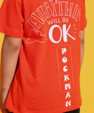 PockMAN Boys Orange Fantastic Printed Pure Cotton Regular Fit Tshirt 9 30 12 2024 ali 01088