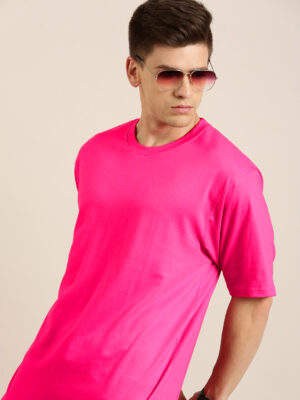 PockMAN Oversized Solid Cotton Terry Classic Dark Fuchsia Tee