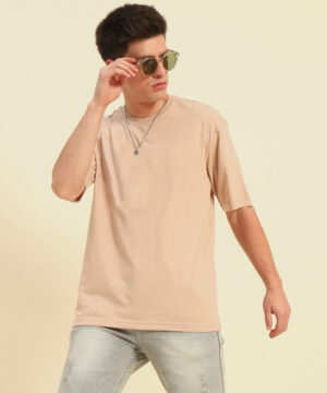 PockMAN Oversized Solid Cotton Terry Classic Desert Sand Tee