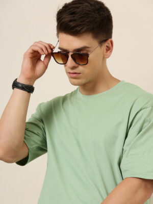PockMAN Oversized Solid Cotton Terry Classic Greyish Teal Tee