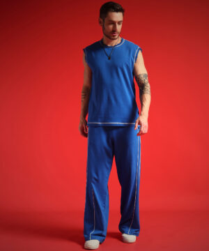 Pockman Men's CLassic Cotton Terry Royal Blue Cord Set