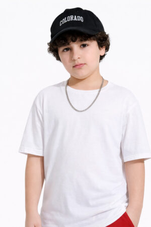 Pockman Boys Solid Pure Cotton White Oversized Fit T-shirt