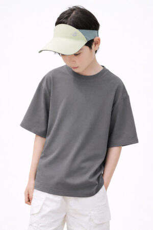 Pockman Boys Solid Pure Cotton Grey Oversized Fit T-shirt 3 1 19