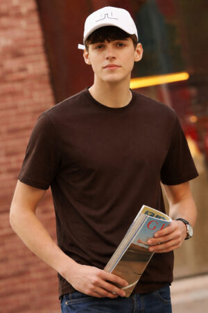 Pockman Chocolate Brown Relaxed Fit Premium Cotton T-Shirt for Men