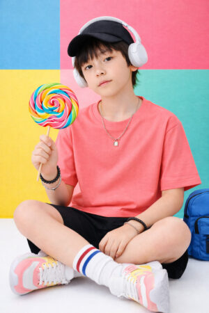 Pockman Boys Solid Pure Cotton Light Red Oversized Fit T-shirt