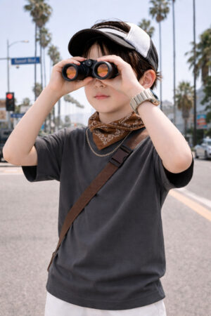 Pockman Boys Solid Pure Cotton Dark Grey Oversized Fit T-shirt