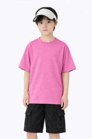 Pockman Boys Solid Pure Cotton Coral Pink Oversized Fit T-shirt 4 1.2
