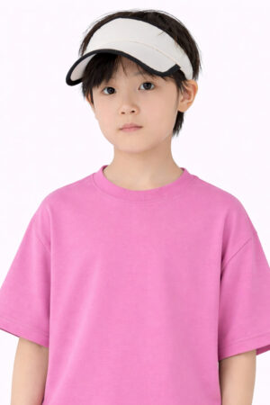 Pockman Boys Solid Pure Cotton Coral Pink Oversized Fit T-shirt 5 1.4