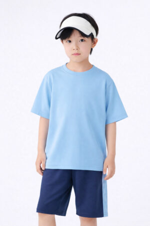 Pockman Boys Solid Pure Cotton Cloudy Blue Oversized Fit T-shirt 3 2 17