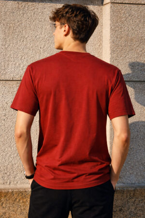 Pockman Rust Red Relaxed Fit Premium Cotton T-Shirt for Men 4 4 8