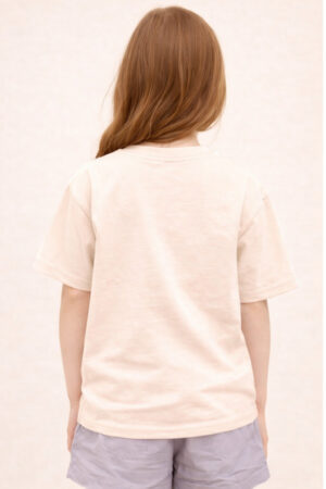 Pockman Girls Solid Pure Cotton Desert Sand Oversized Fit T-shirt 6 5 10