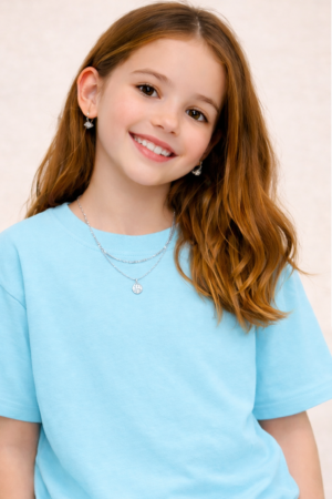 Pockman Girls Solid Pure Cotton Cloudy Blue Oversized Fit T-shirt 4 ChatGPT Image Mar 2 2026 12 23 36 PM